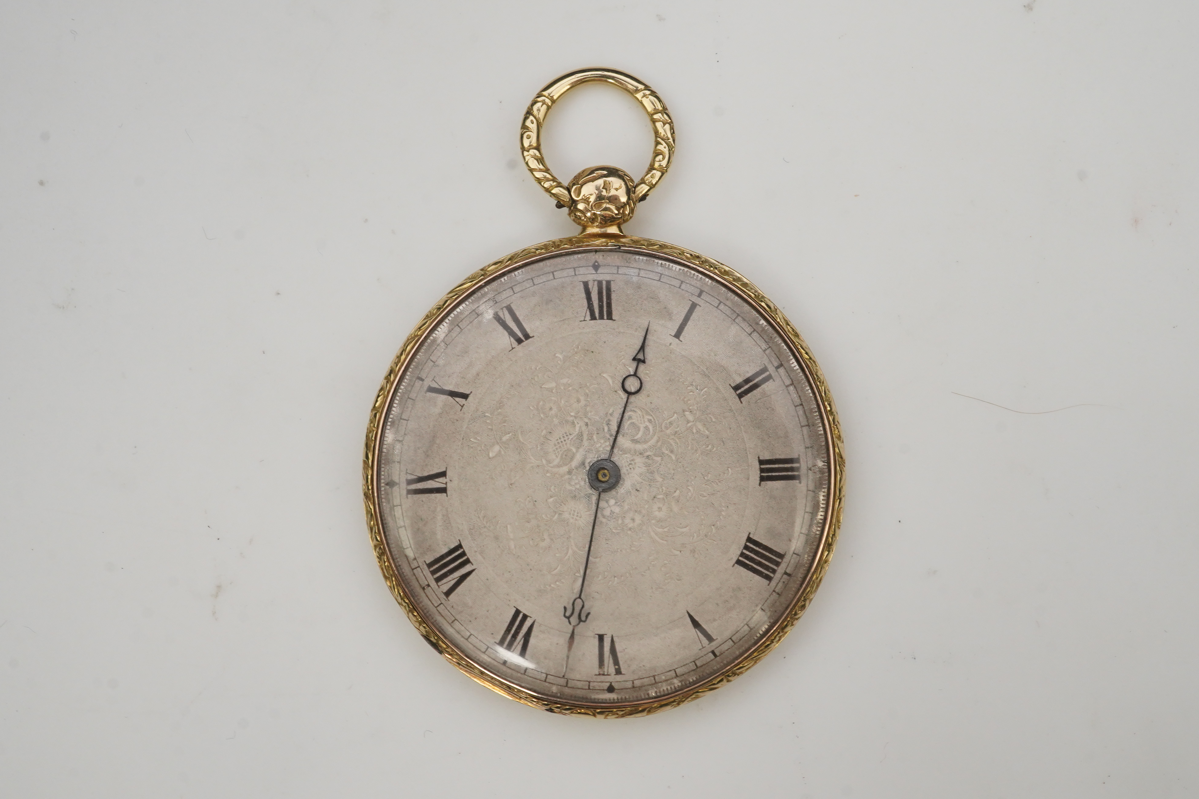 A lady's 19th century Swiss 18ct gold open faced key wind cylinder dress pocket watch